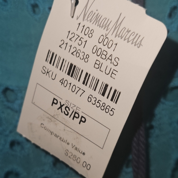 Johnny Was Petite Bell Sleeve Eyelet Tunic, Size PXS, Turquoise, NWT - Picture 9 of 10